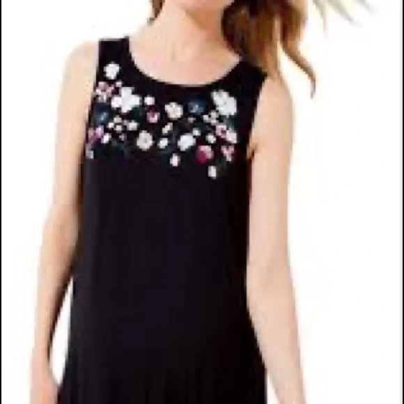 LOFT | Dresses | Ann Taylor Loft Black Embroidered Flounce Swing Short  Casual Dress Size S | Poshmark